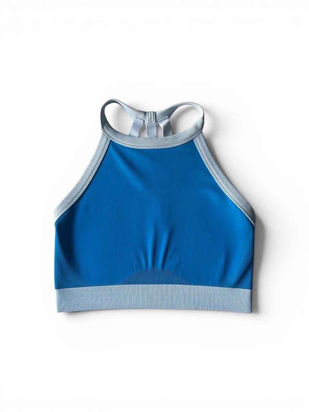 Fabletics Blue High Neck Seamless Sports Bra Crop Top Size XL